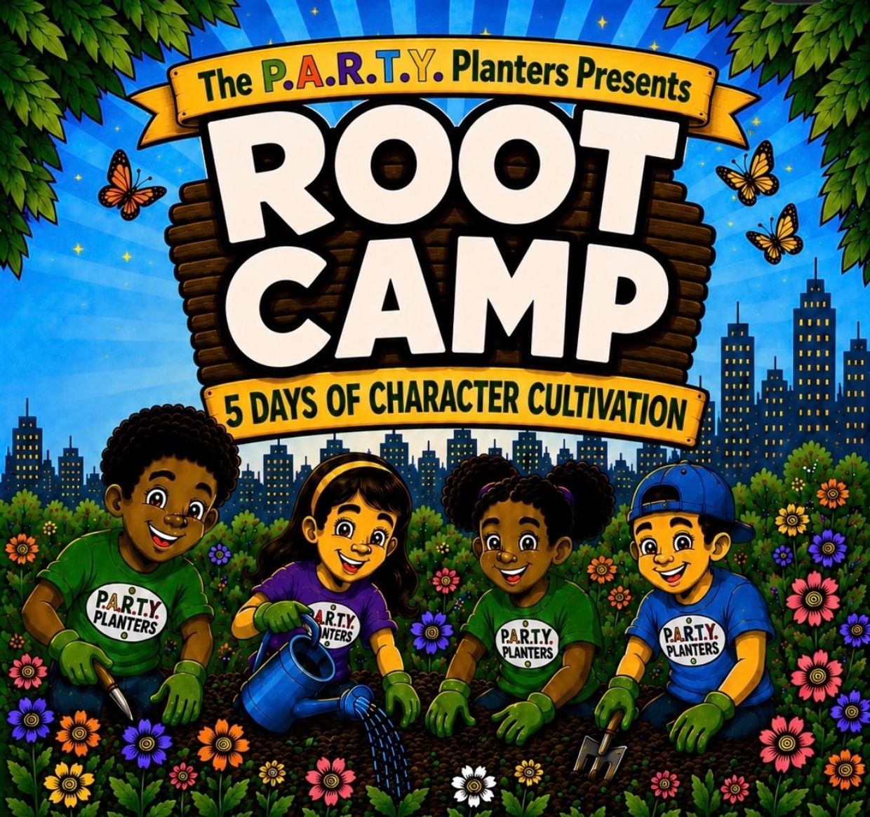 Kids enjoying Root Camp, a 5-day character cultivation event by P.A.R.T.Y. Planters.