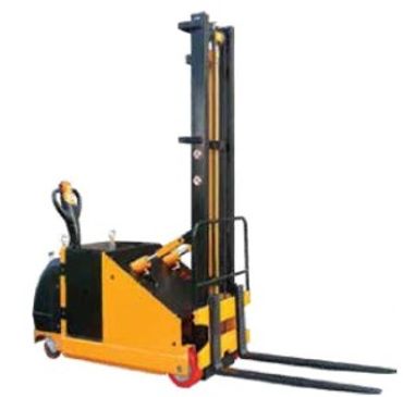 Electric pallet stacker with yellow and black design.