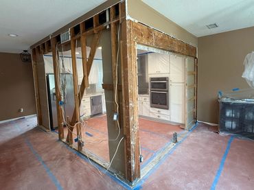 The adjacent wall was also removed.