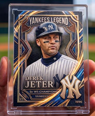 Derek Jeter Yankees Legend baseball card with holographic design.