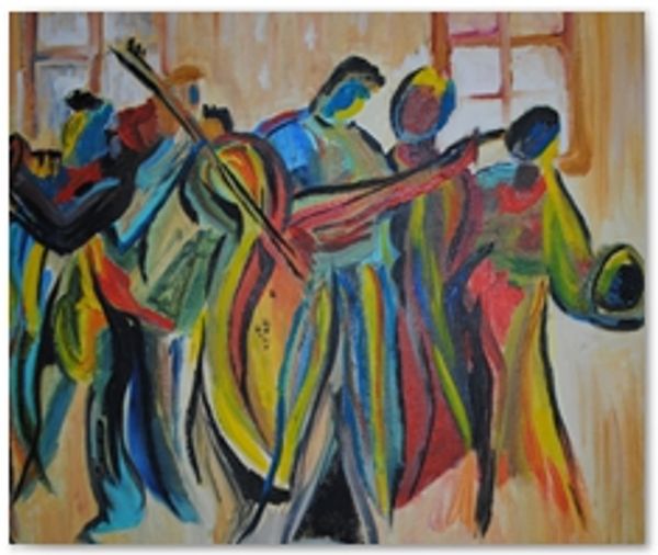 Abstract painting of a jazz band.