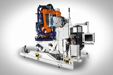 Kuka Robotic Riveting Machine used for aircraft manufacturing.
