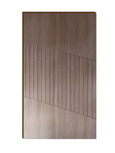 Wooden panels with diagonal line design.