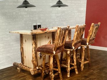 Colorado Aspen Bar w leather bar stools