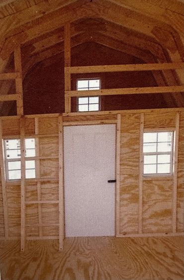 inside barn style playhouse