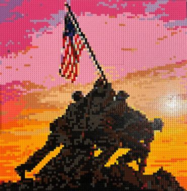 Iwo Jima Statue DC (customer photo with added background)
30" x 30" Mosaic with (9) base plates, and