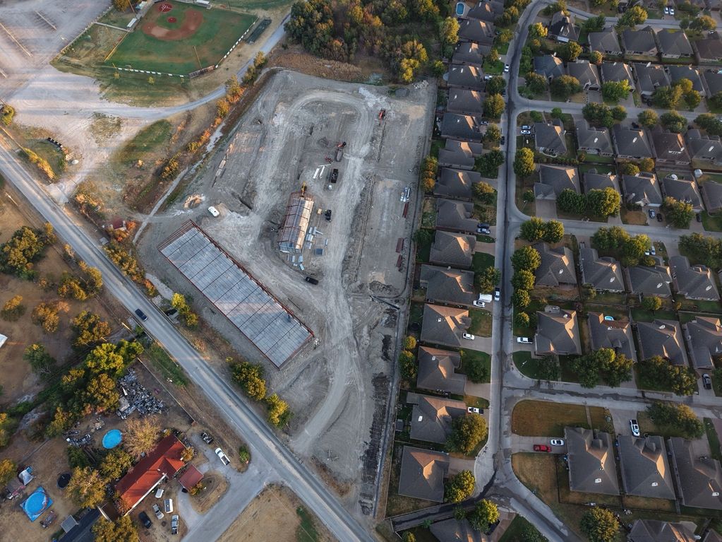 Overhead view of The Commons on Bankhead construction site beside Bankhead Highway.