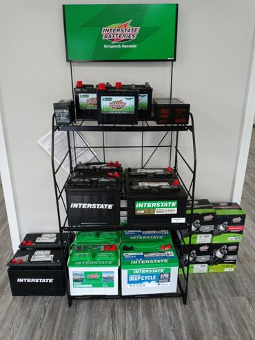 interstate batteries, feeder batteries, lawnmower batteries, boat batteries, motorcycle batteries