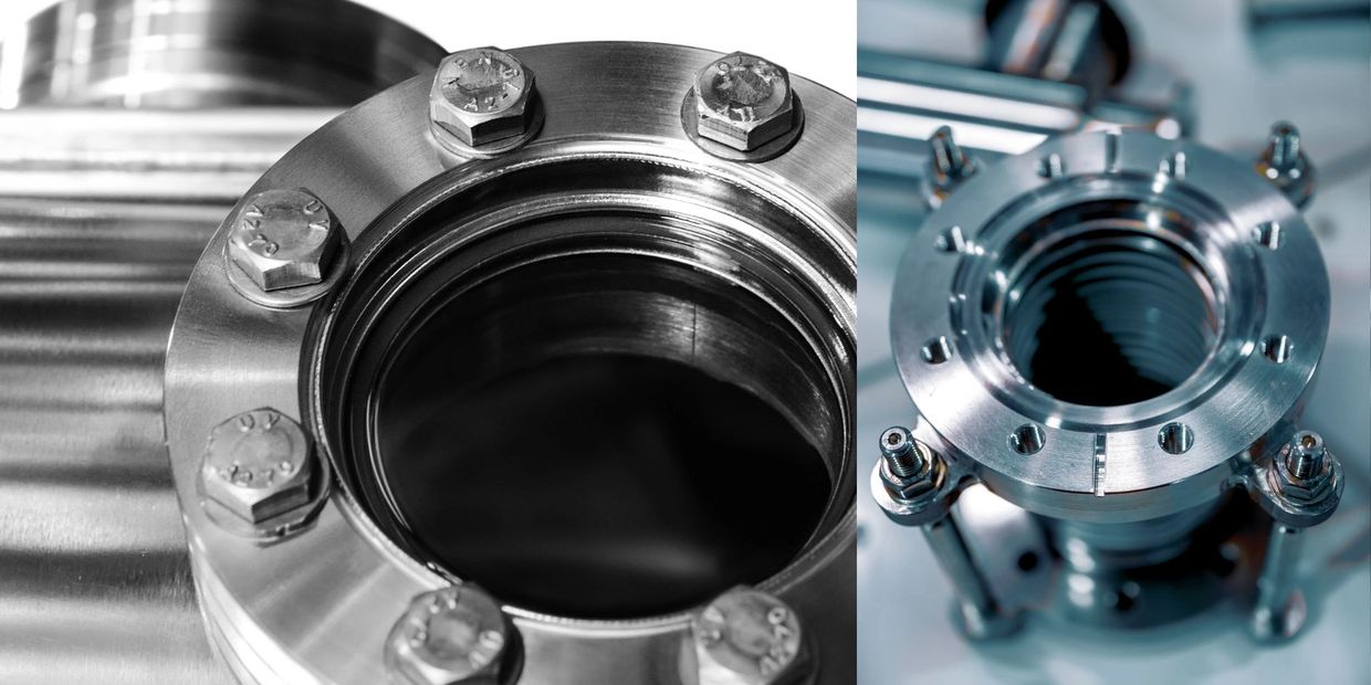 Valves made of stainless steel.