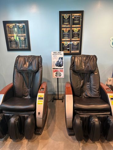 Relax and unwind on our massage chairs!