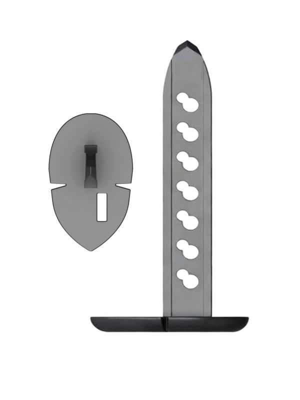 Two gray plastic parts with distinct shapes and holes.