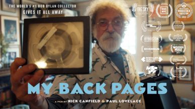 Poster for "My Back Pages" about the world's #1 Bob Dylan collector.