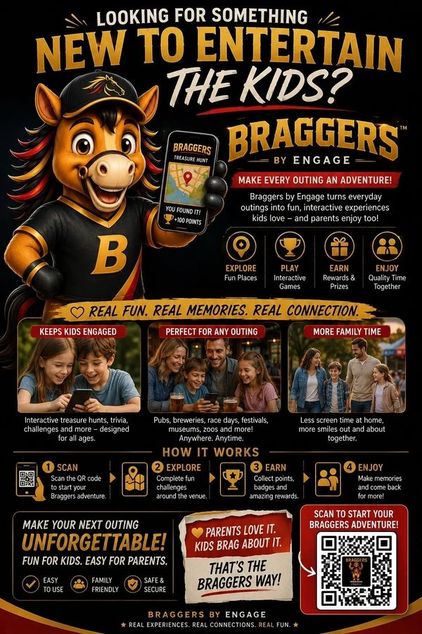 Braggers by Engage offers interactive treasure hunts and games to entertain kids and create family memories.