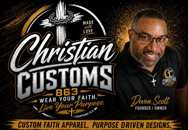 Logo and founder of Christian Customs faith apparel.