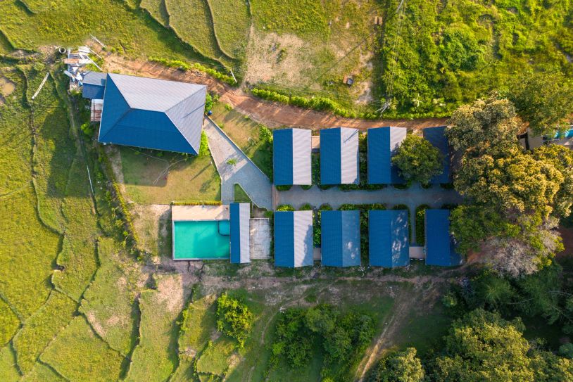 Dandeli Serene Jungle Resort Aerial View | Cottages & Swimming Pool
