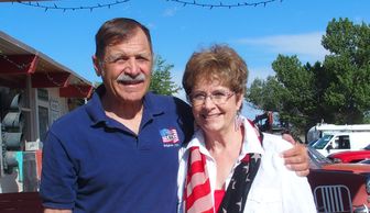 Frank and Lynne Kocevar on Route 66 at the Grand Canyon Caverns Route 66 Arizona.