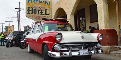 Cool restored Ford in front of the Oatman, Hotel in Route 66 Oatman, Arizona