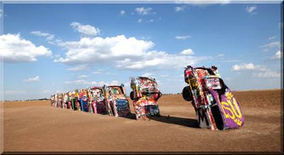Cadillac Ranch in Amarillo, Texas is a photographers canvas and a unique tourist attraction.