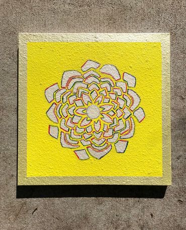 textured square yellow spring art