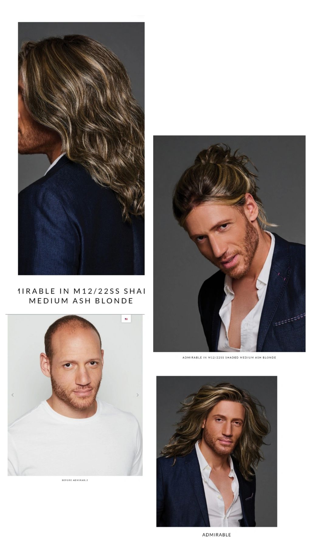 Men's long hair wigs. before and after