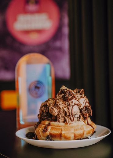 ice cream plus waffle