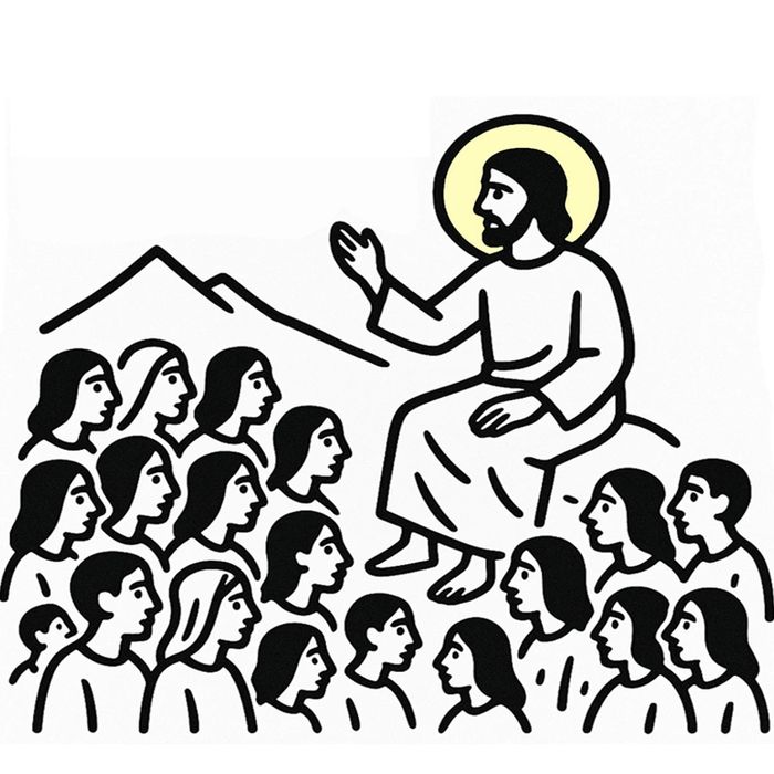 Jesus teaching the people. Sermon on the Mount