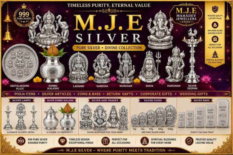 M.J.E Silver pure silver divine collection with religious silver items.