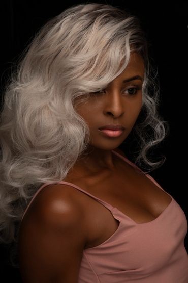 Black woman with silver hair
