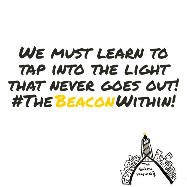 Inspirational quote about inner light and strength.