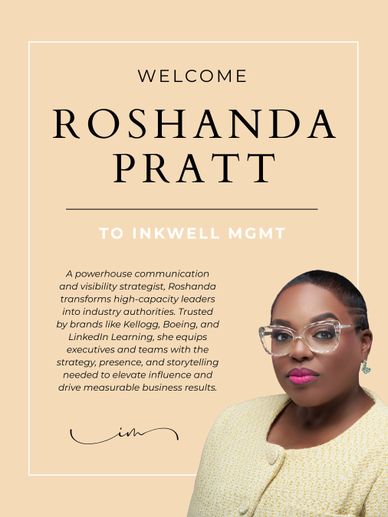 Welcome announcement for Roshanda Pratt joining Inkwell MGMT.