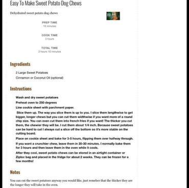 sweet potato dog chew recipe