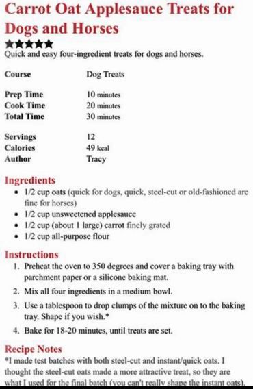 Carrot Oat treat recipe