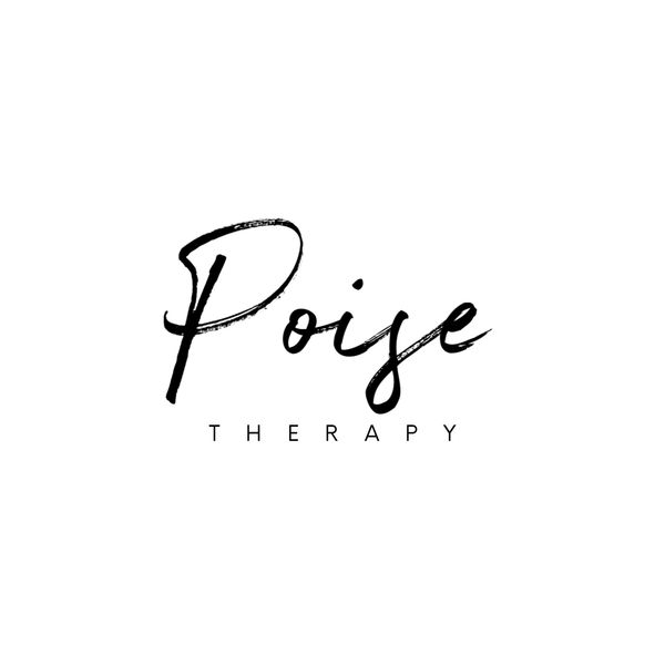 Elegant logo design for Poise Therapy in black script on white background.
