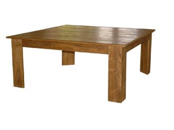 Indian Square dining table with 2 drawers - antique brown. Apollo Furniture