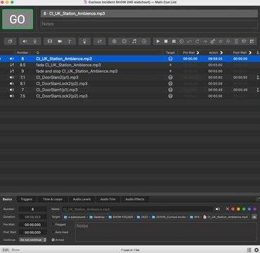 Curious Incident of the Dog in the Nighttime QLab file (2022)