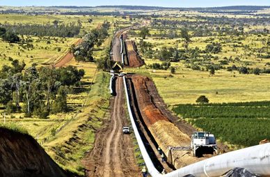 Pipeline construction in a rural area.