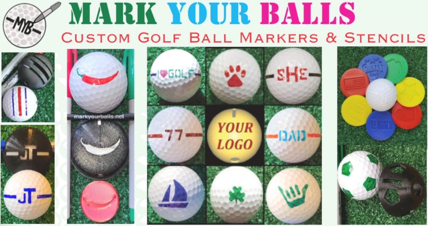 Personalize your golf balls with designs, logos, images, initials or sayings on a custom stencil!