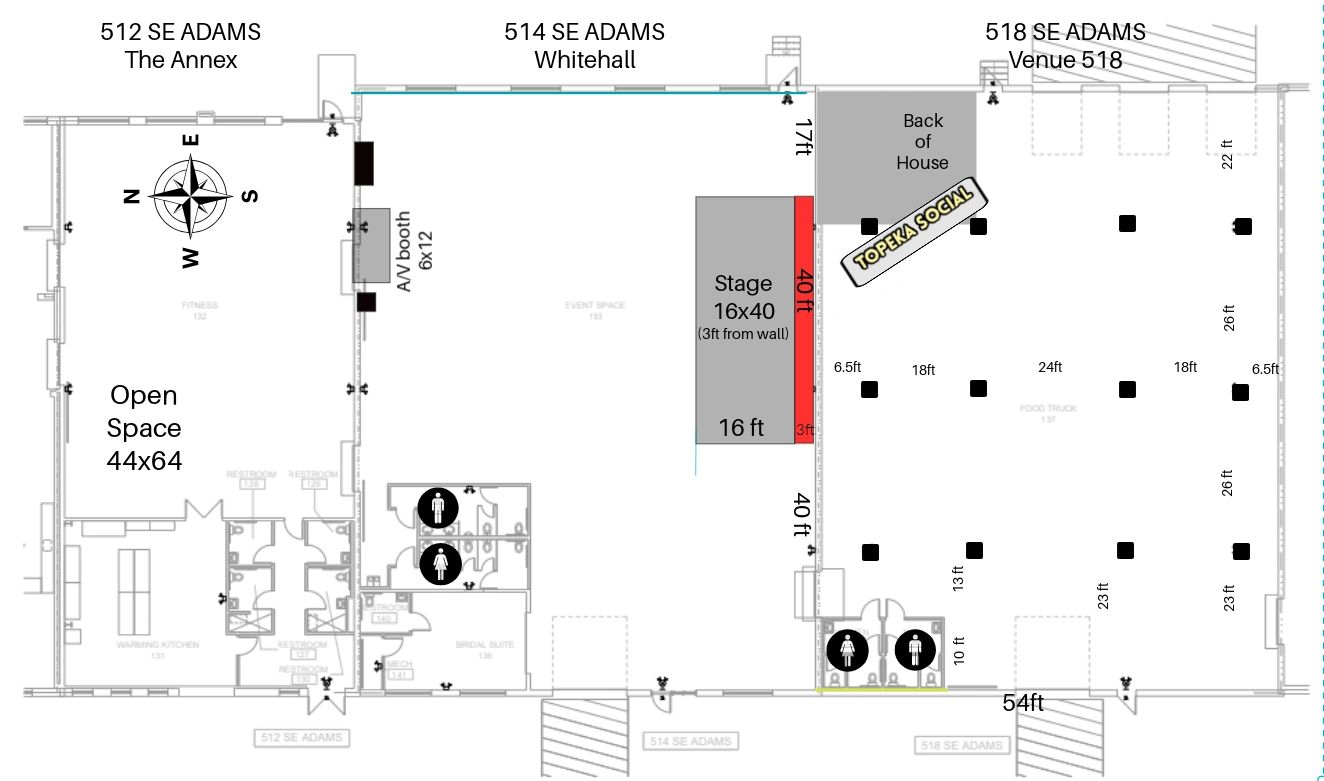 Map showing Whitehall, Venue 518 and the Annex