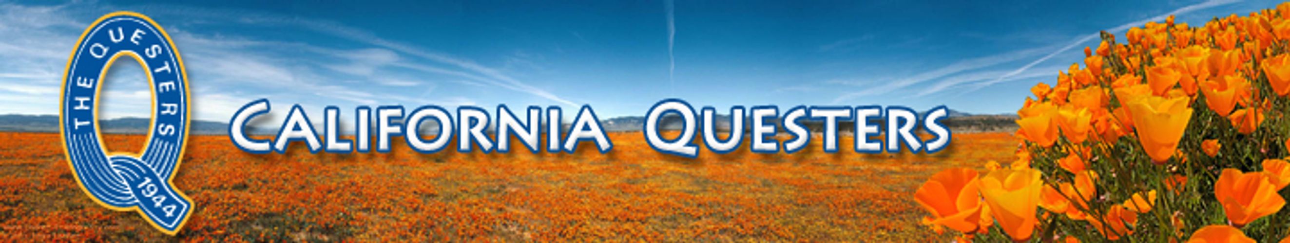 California Questers banner with logo and photo of poppies