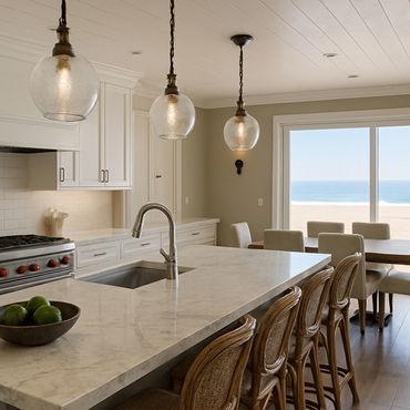 This Newport Beach rental features a Chef's kitchen and amazing ocean views!