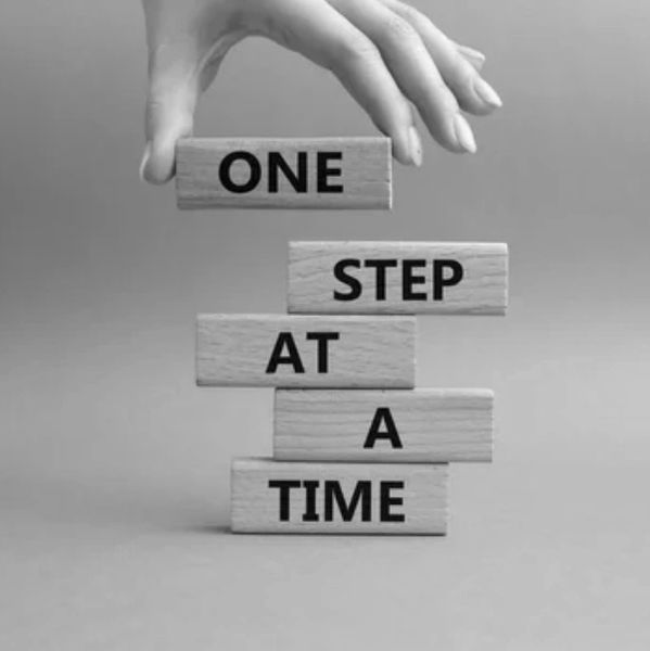 Blocks with text one step at a time