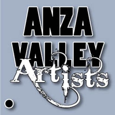 Anza Valley Artists logo. Square, black, grey and white designed by jill Roberts graphic designer