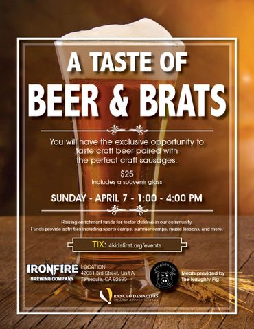 brown glass of beer beer and brats event promo flier for brewery. by jill Roberts graphic designer