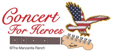 Concert for Heroes logo with fender guitar and patriotic eagle shape for event. by jill roberts