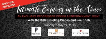 Facebook event header, dark grey pattern, red ribbon with logos for temecula fundraiser