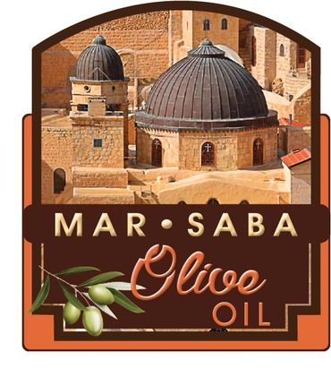 Logo designed for Mar Saba Olive Oil Company. brown, orange and green Temecula wine country