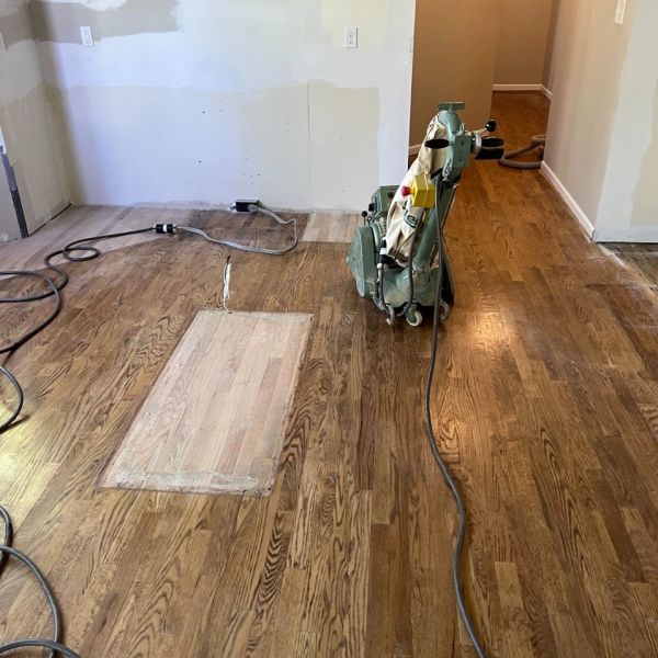 Sanding equipment in use in a Westlake home.