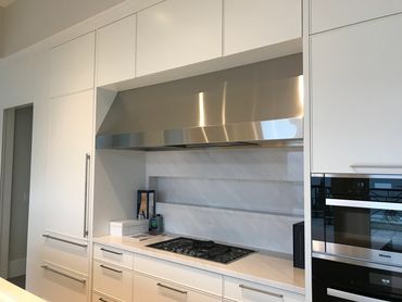 a custom stainless steel hood fan, extra-large pro hood fan, professional custom hood fan, large pr