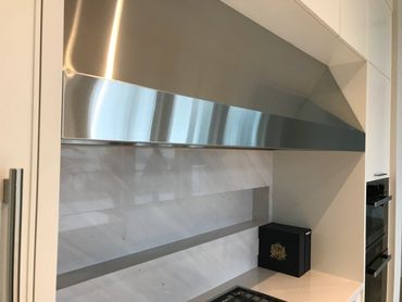 a custom stainless steel hood fan, extra-large pro hood fan, professional custom hood fan, large pr