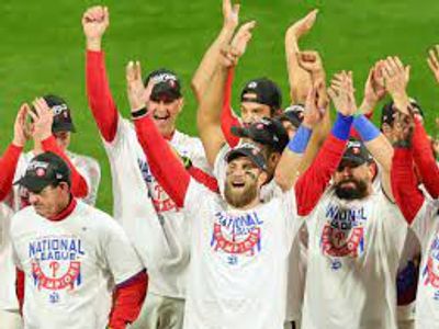 The Philadelphia Phillies celebrate a spring training win. JK, they're going to the World Series.